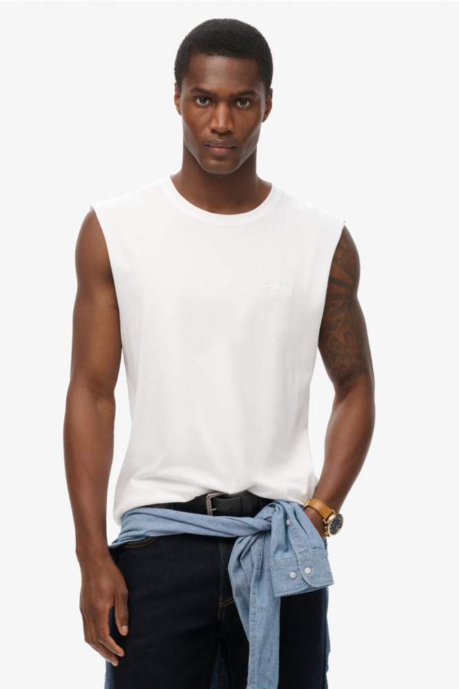 Superdry witte heren t-shirt | Model vooraanzicht