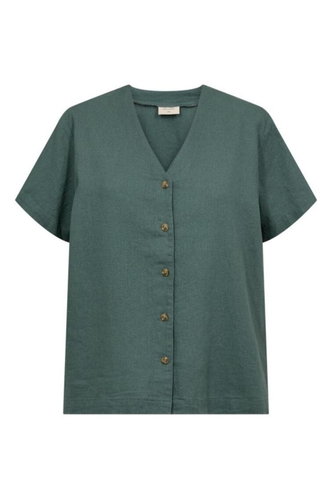 Freequent groene dames blouse | Vooraanzicht