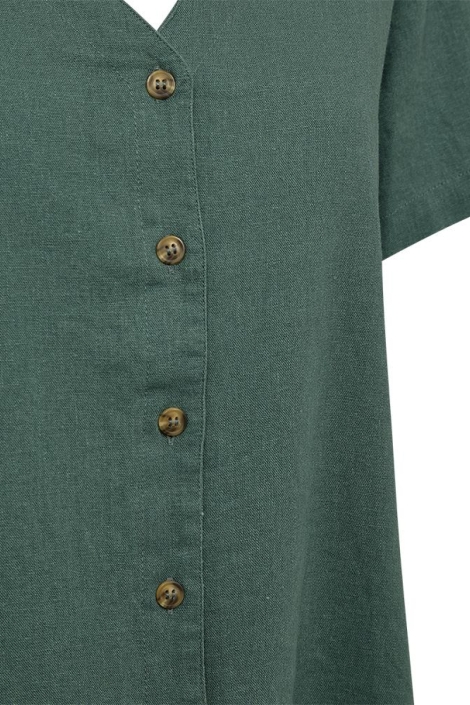 Freequent groene dames blouse | Close up