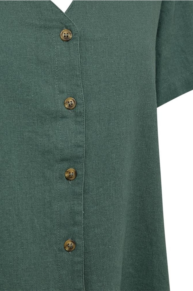 Freequent groene dames blouse | Close up