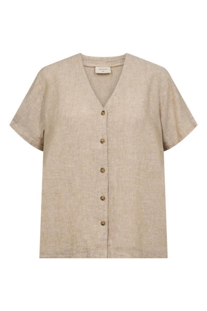 Freequent zand dames blouse | Vooraanzicht