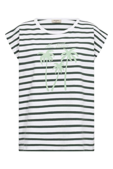 Freequent T-shirt FQFENJAL TEE 208015 BRILLIANT WHITE W. DARK FOREST