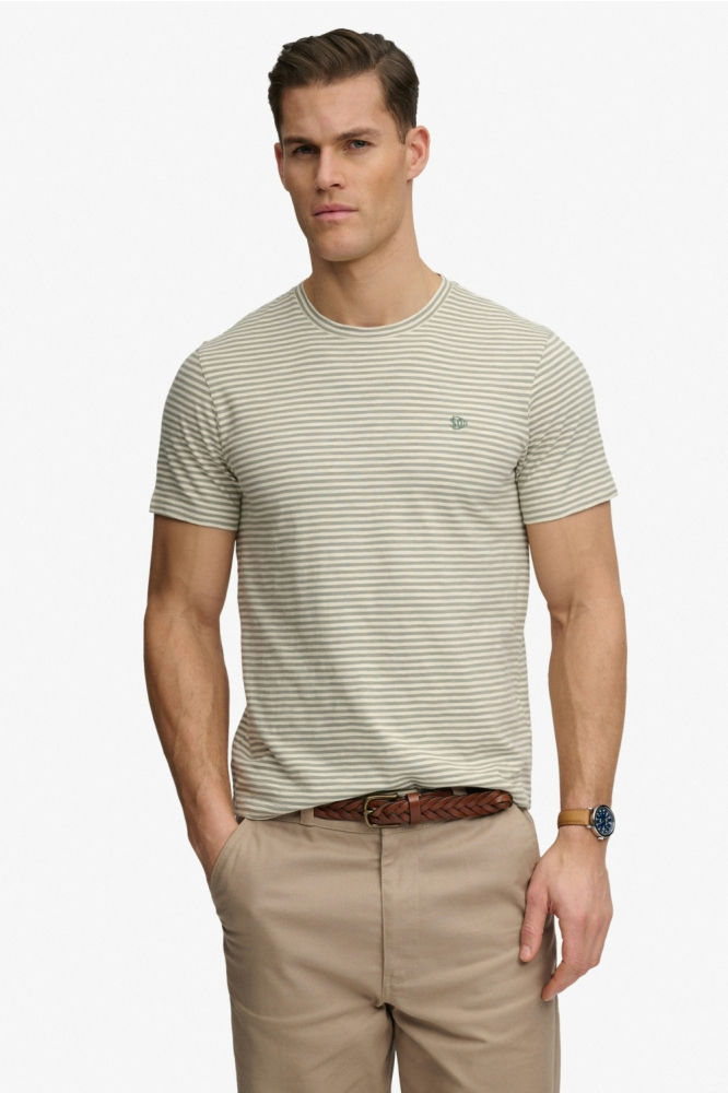 Superdry beige heren t-shirt | Model vooraanzicht