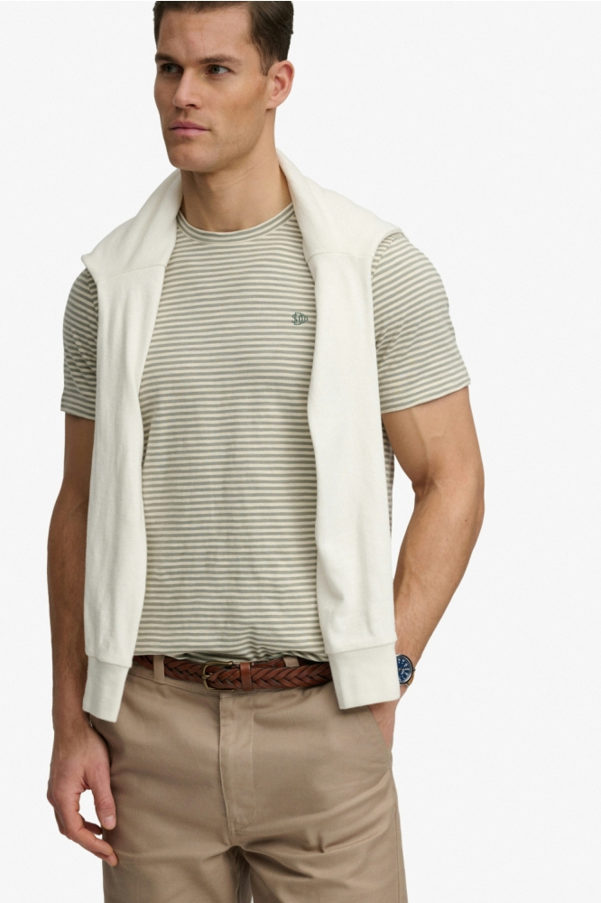 Superdry beige heren t-shirt | Model vooraanzicht
