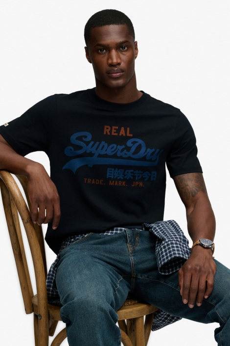 Superdry blauwe heren t-shirt | Model vooraanzicht