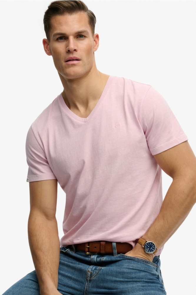 Superdry roze heren t-shirt | Model vooraanzicht