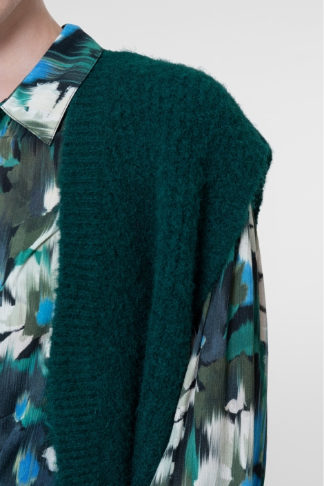 Geisha groene dames gilet | Vooraanzicht