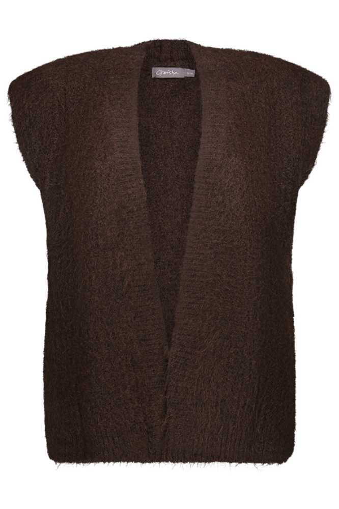 Geisha bruine dames gilet | Vooraanzicht