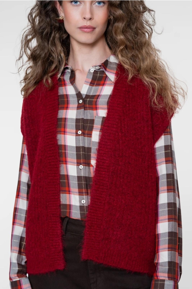 Geisha rode dames gilet | Model vooraanzicht