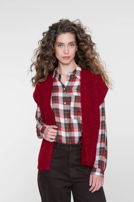 Geisha rode dames gilet | Model vooraanzicht