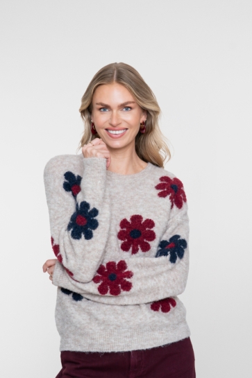 Geisha Trui TRUI 64506 10 SAND/BURGUNDY/NAVY
