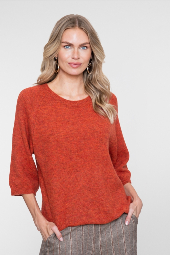 Geisha oranje dames trui | Model vooraanzicht