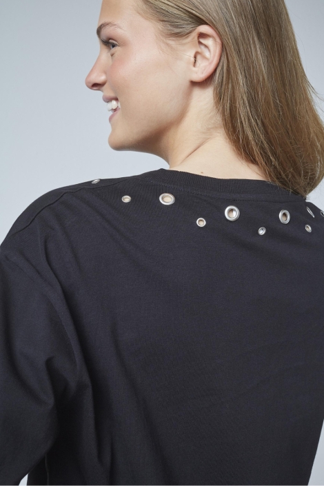SisterS point zwarte dames t-shirt | Close up