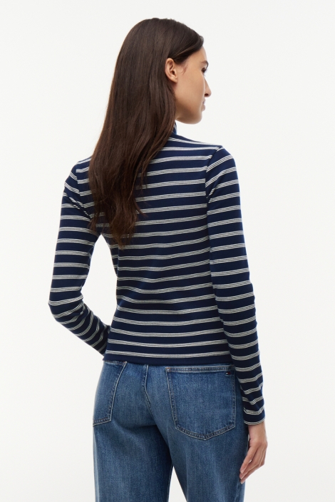 Tommy Jeans blauwe dames t-shirt | Model achteraanzicht
