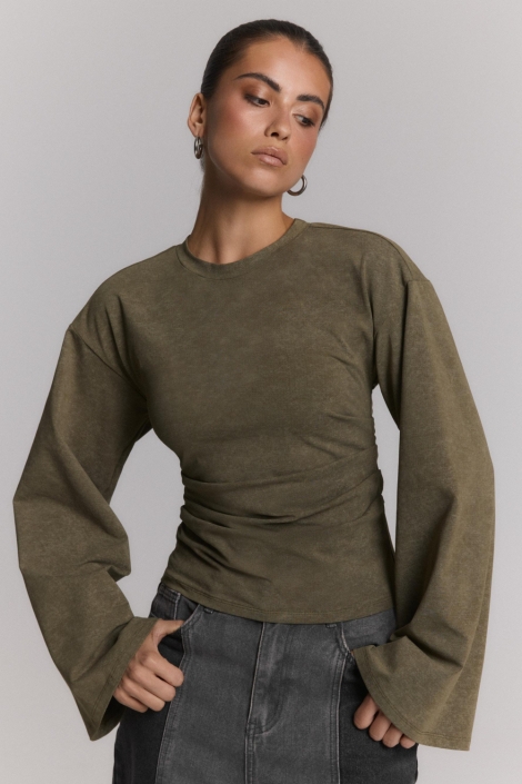 Refined Department groene dames t-shirt | Model vooraanzicht