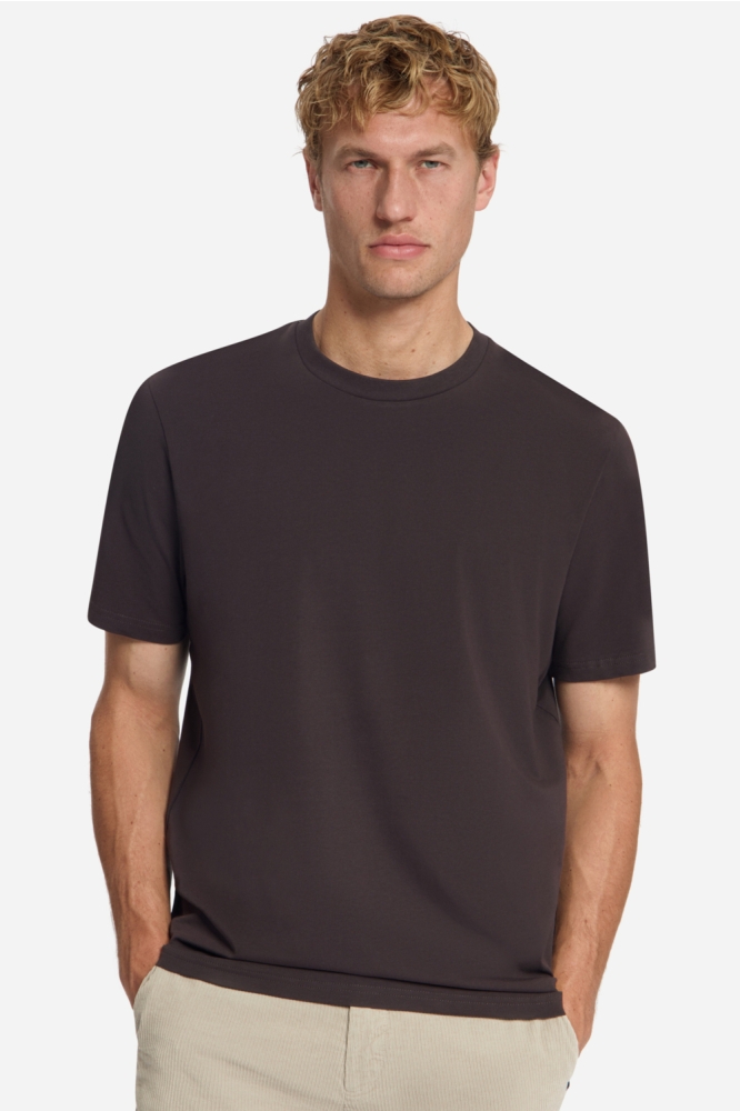 NO-EXCESS bruine heren t-shirt | Model vooraanzicht