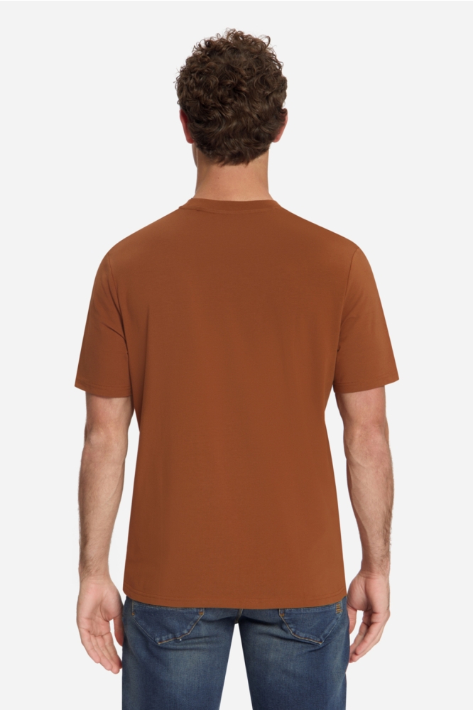 NO-EXCESS bruine heren t-shirt | Model achteraanzicht