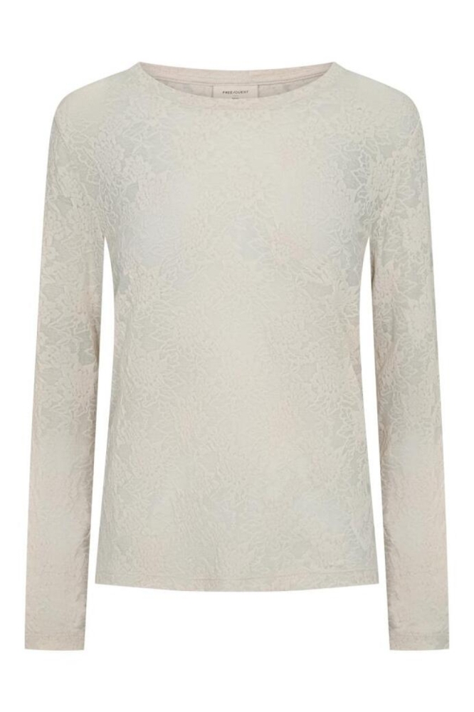 Freequent ecru dames t-shirt | Vooraanzicht