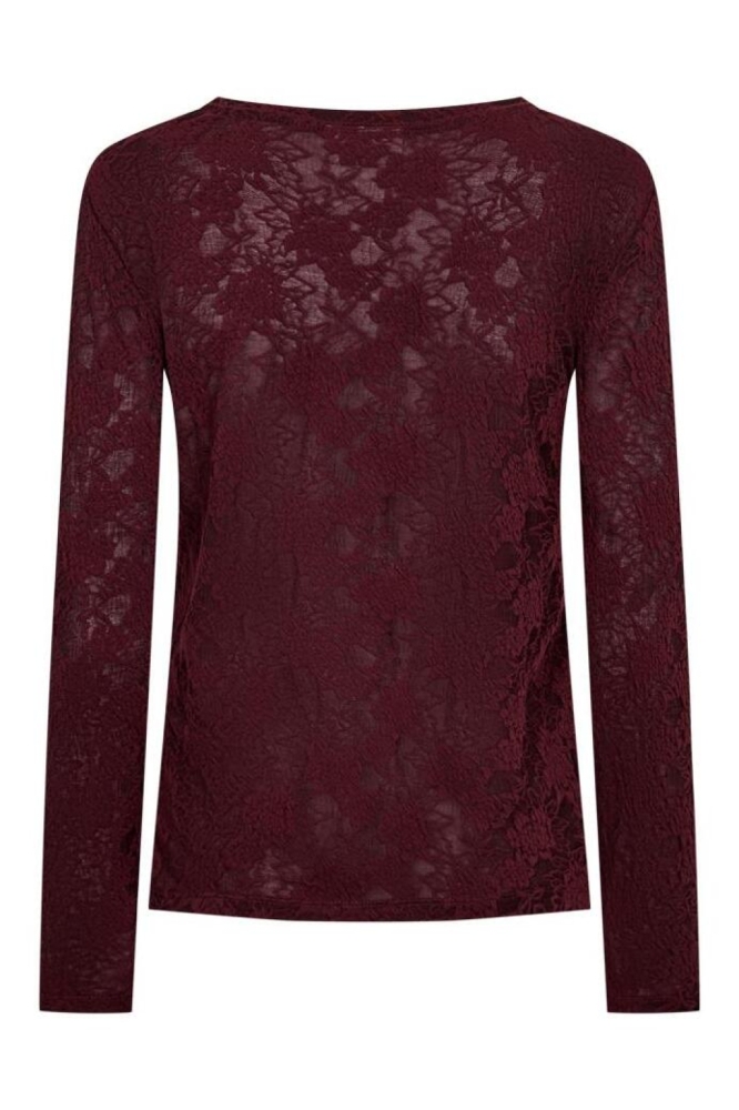 Freequent bordeaux dames t-shirt | Achteraanzicht