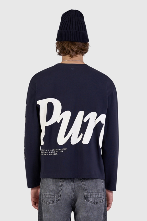 Pure Path blauwe heren t-shirt | Model achteraanzicht
