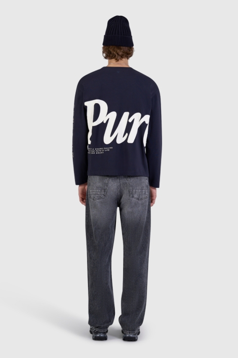 Pure Path blauwe heren t-shirt | Model