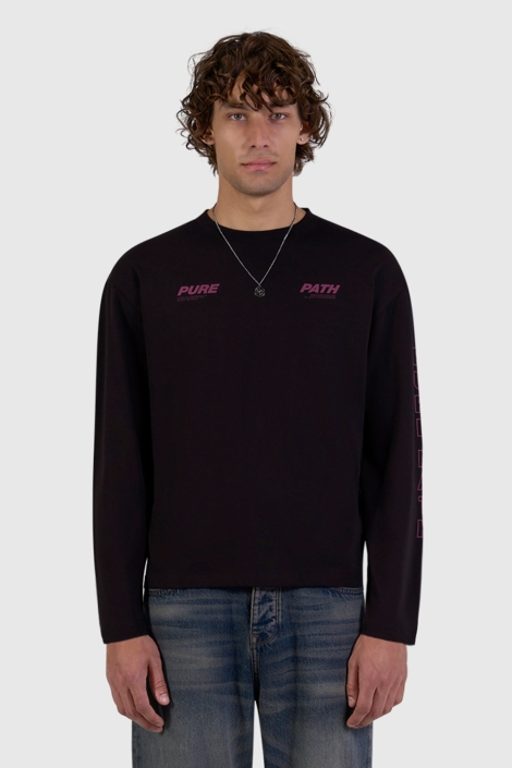 Pure Path bruine heren t-shirt | Model vooraanzicht