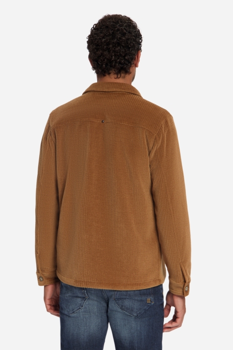 NO-EXCESS bruine heren overhemd | Model achteraanzicht