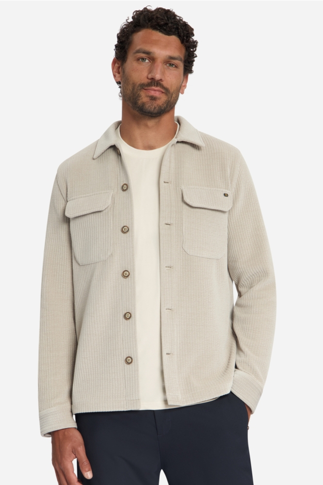 NO-EXCESS beige heren overhemd | Model vooraanzicht