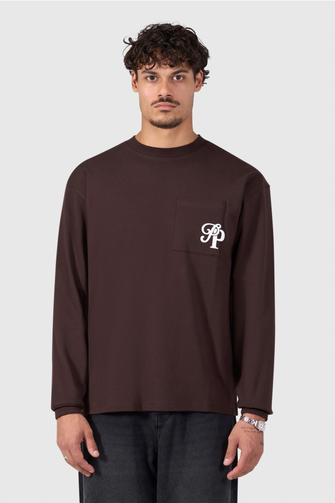 Pure Path bruine heren t-shirt | Model vooraanzicht
