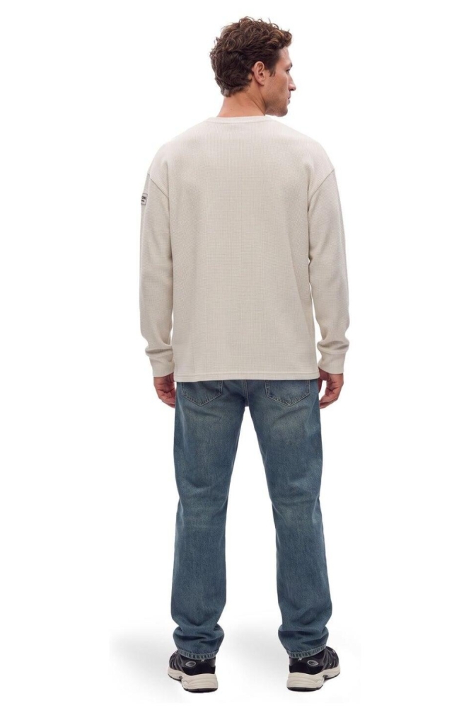Malelions ecru heren sweater | Model achteraanzicht