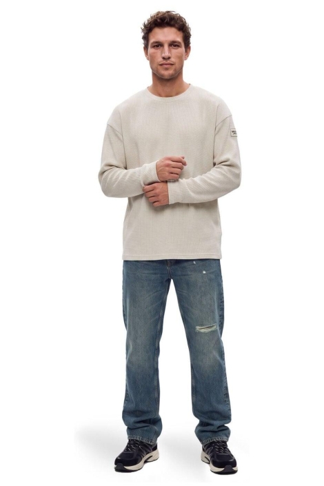 Malelions ecru heren sweater | Model