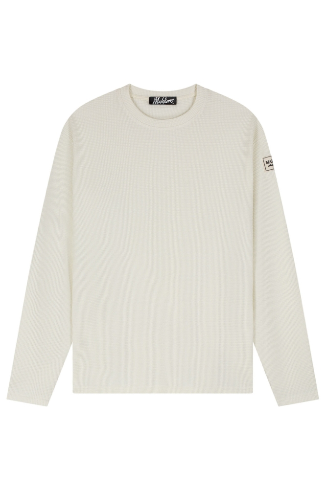 Malelions ecru heren sweater | Vooraanzicht