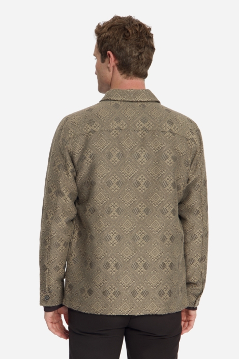 NO-EXCESS taupe heren overhemd | Model achteraanzicht