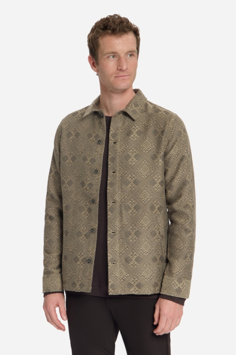 NO-EXCESS taupe heren overhemd | Model vooraanzicht