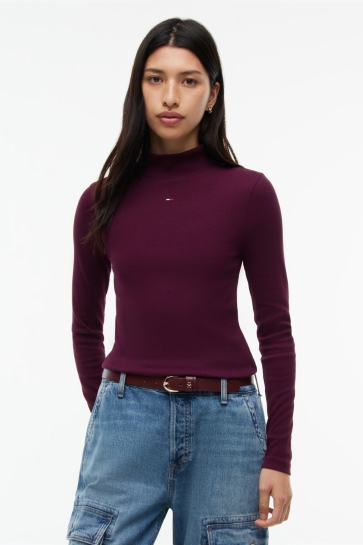 Tommy Jeans tjw essential mock neck Bordeaux