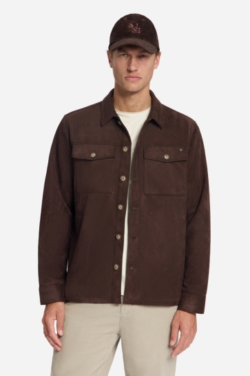 NO-EXCESS overshirt full button suede Bruin