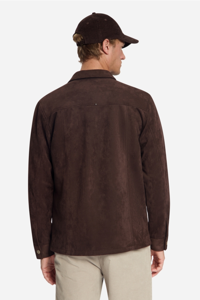 NO-EXCESS bruine heren overhemd | Model achteraanzicht