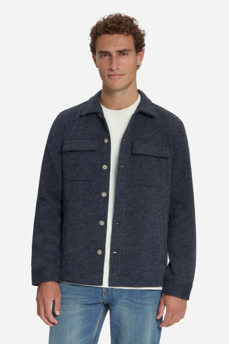 NO-EXCESS blauwe heren overhemd | Model vooraanzicht