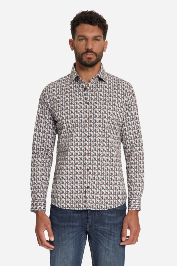 NO-EXCESS Overhemd STRETCH OVERHEMD MET ALLOVER PRINT 33450910 Caramel