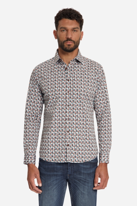 NO-EXCESS camel heren overhemd | Model vooraanzicht