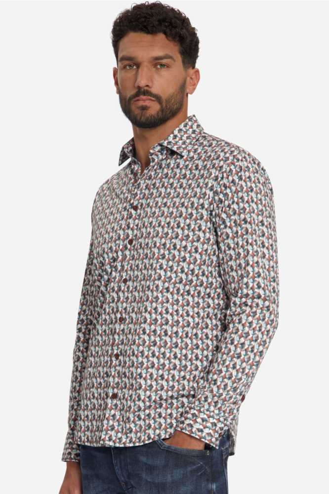 NO-EXCESS camel heren overhemd | Model zijaanzicht