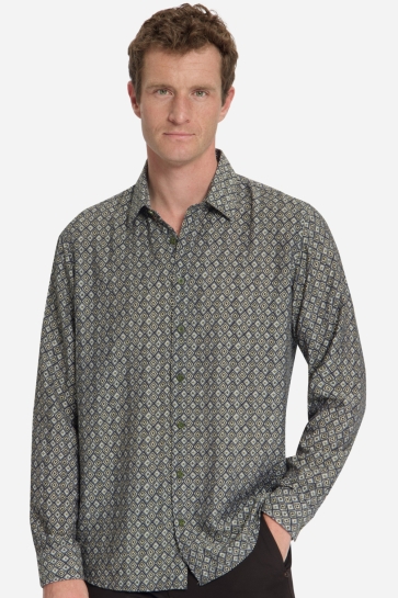 NO-EXCESS Overhemd STRETCH OVERHEMD MET ALLOVER PRINT 33450951 Moss