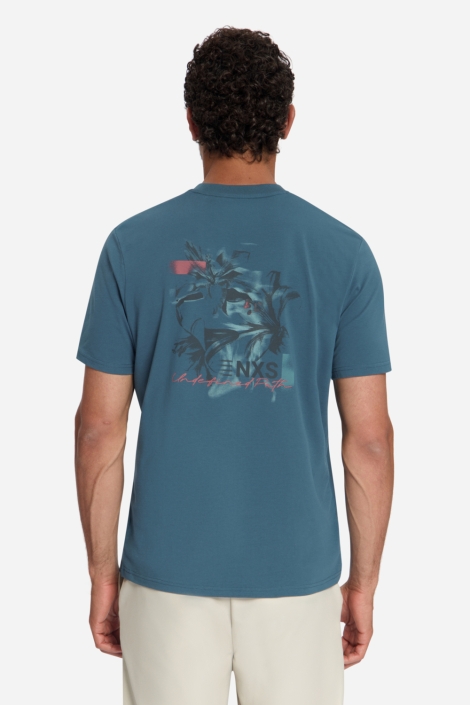 NO-EXCESS blauwe heren t-shirt | Model vooraanzicht
