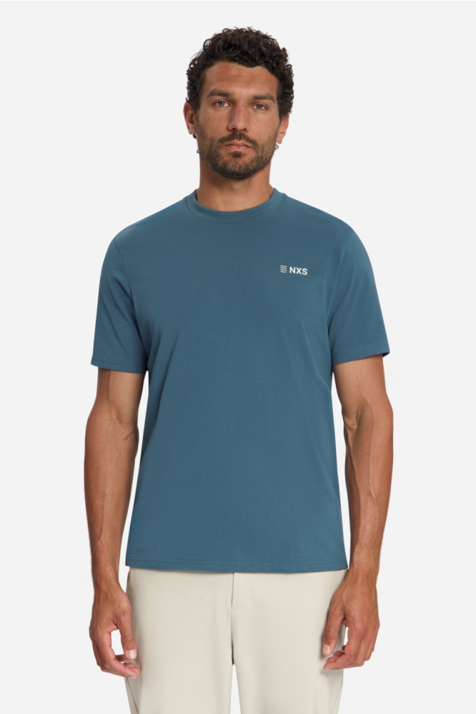 NO-EXCESS blauwe heren t-shirt | Model vooraanzicht