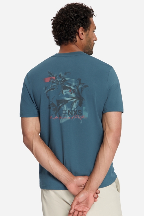 NO-EXCESS blauwe heren t-shirt | Model achteraanzicht