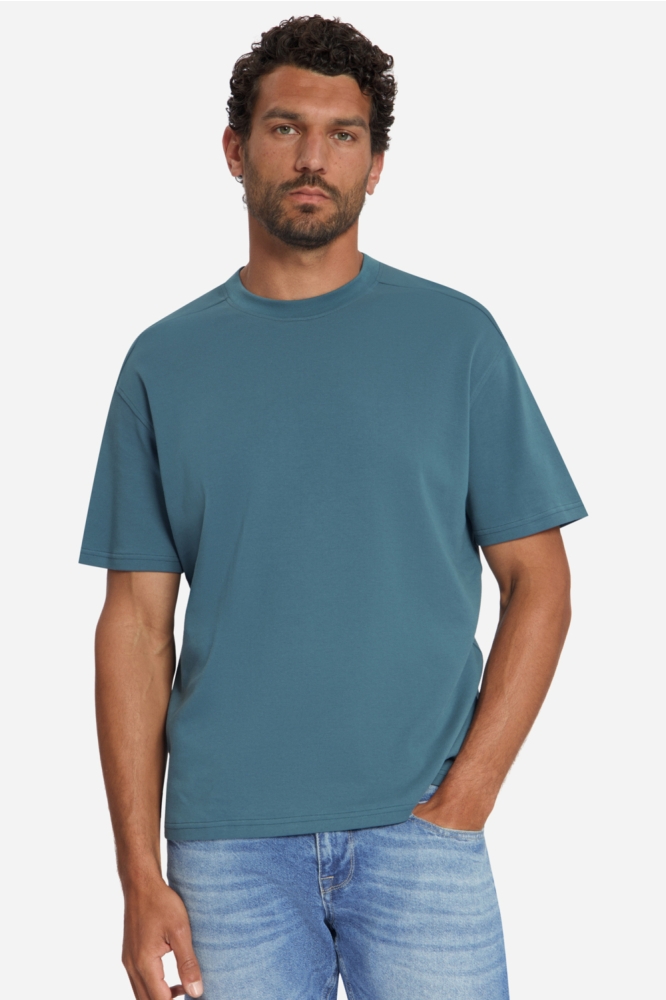 NO-EXCESS blauwe heren t-shirt | Model vooraanzicht