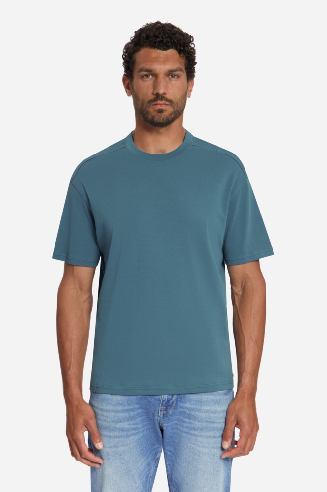 NO-EXCESS blauwe heren t-shirt | Model vooraanzicht