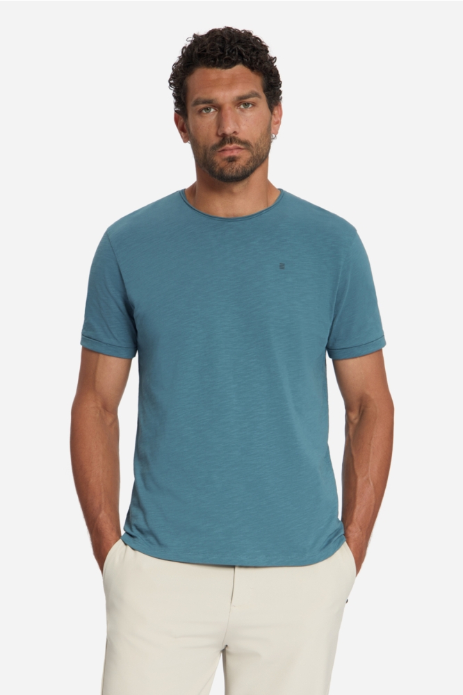 NO-EXCESS blauwe heren t-shirt | Model vooraanzicht