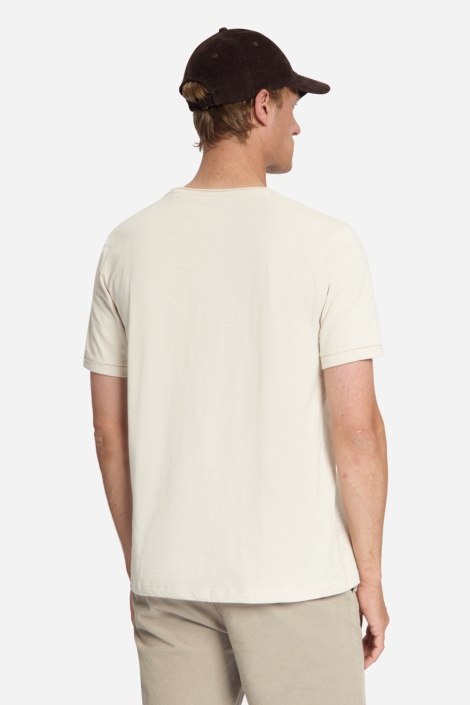 NO-EXCESS ecru heren t-shirt | Model achteraanzicht