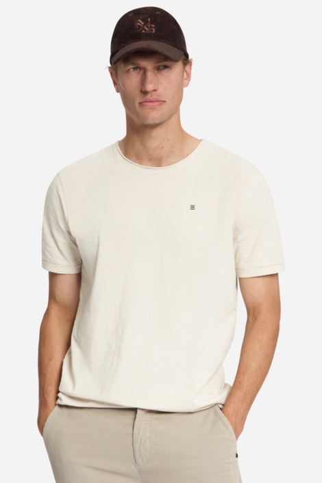 NO-EXCESS ecru heren t-shirt | Model vooraanzicht